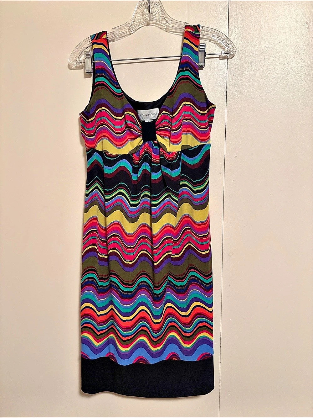 Ronni Nicole Abstract Wave Maxi Dress Multicolor Size 6